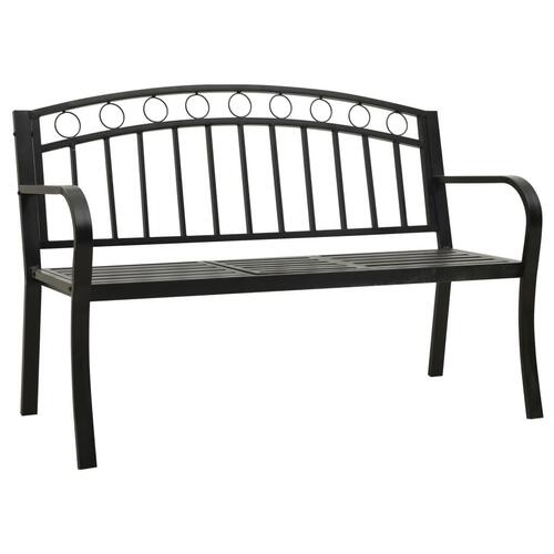 Havebænk med bord 125 cm stål sort
