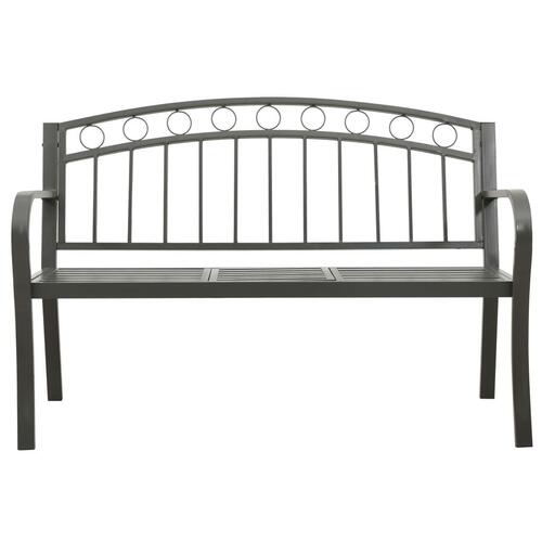 Havebænk med bord 125 cm stål grå
