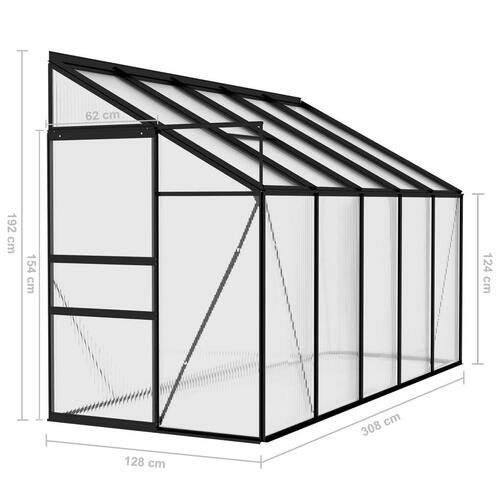 Drivhus 6,23 m³ aluminium antracitgrå