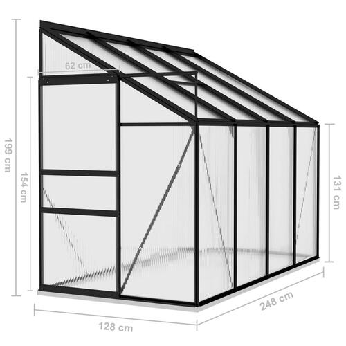 Drivhus 5,24 m³ aluminium antracitgrå