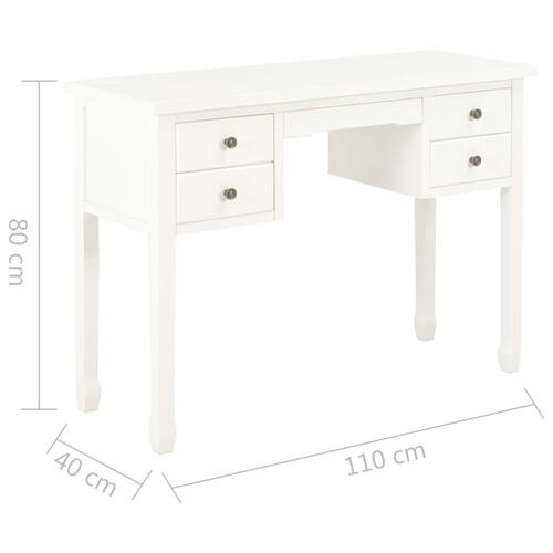 Skrivebord 110 x 40 x 80 cm massivt træ hvid