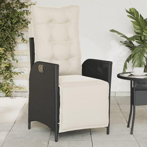 Havestole 2 stk. med lænefunktion og fodstøtte polyrattan sort (OUTLET B)