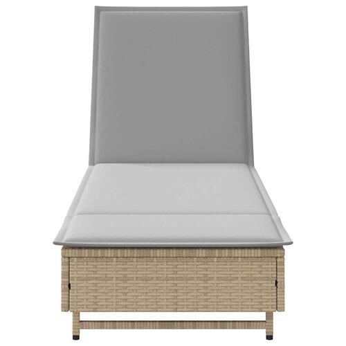 Liggestol med hjul og hynde polyrattan grå (OUTLET A)
