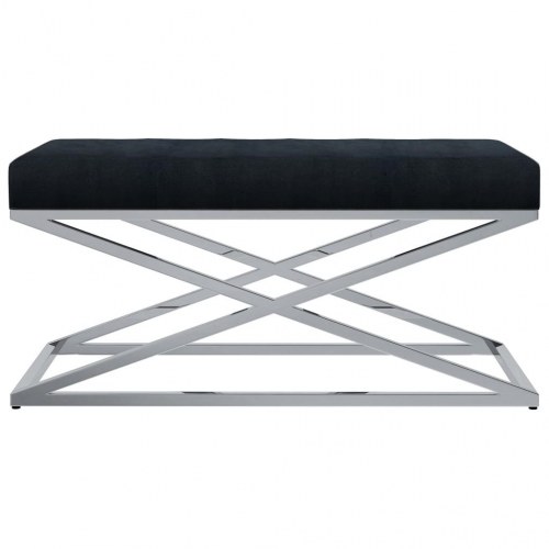 Bænk 97 cm fløjl stof rustfrit stål sort