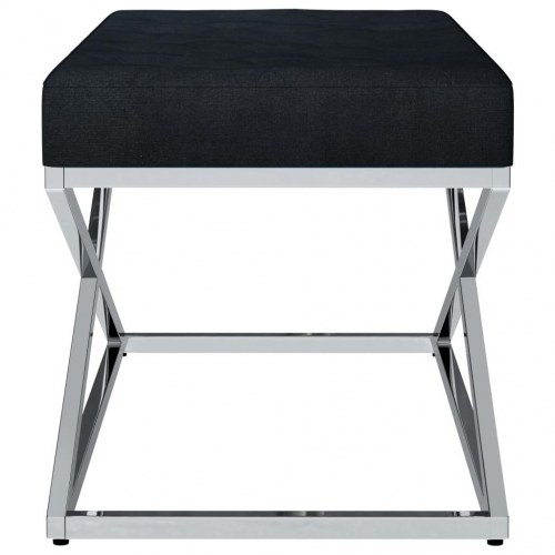 Bænk 97 cm fløjl stof rustfrit stål sort