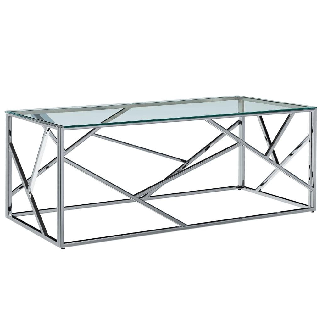 Sofabord 120 x 60 x 40 cm hærdet glas og rustfrit stål transparent