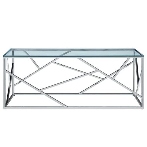 Sofabord 120 x 60 x 40 cm hærdet glas og rustfrit stål transparent