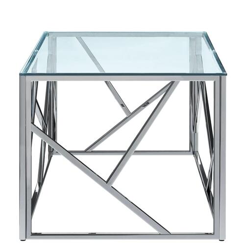 Sofabord 120 x 60 x 40 cm hærdet glas og rustfrit stål transparent