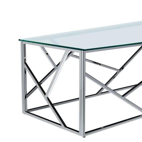 Sofabord 120 x 60 x 40 cm hærdet glas og rustfrit stål transparent