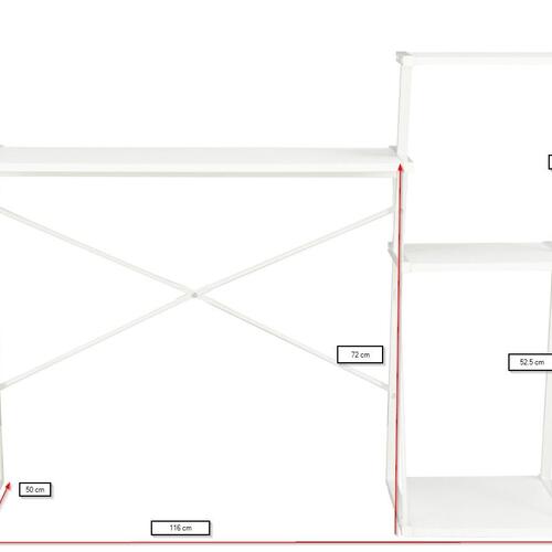 Skrivebord med hylde 116x50x93 cm sort og egetræsfarve