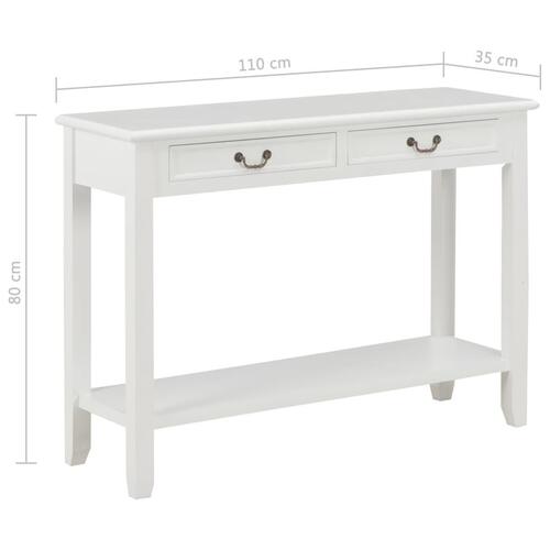 Konsolbord 110 x 35 x 80 cm træ hvid