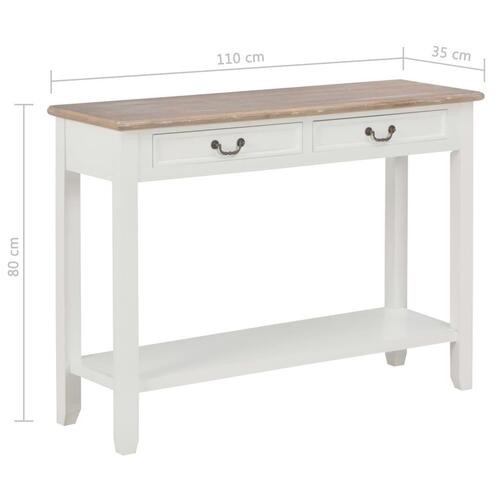 Konsolbord 110 x 35 x 80 cm træ hvid