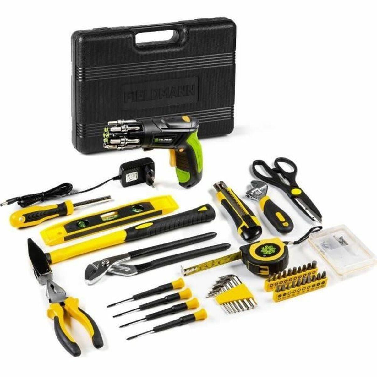 Fieldmann nøglesæt i mappe - gul, inkl. tilbehør