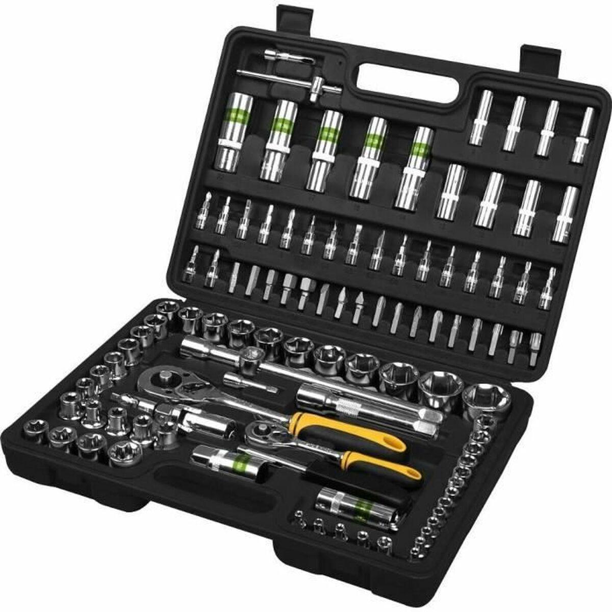 Fieldmann carraca-nøgle sæt i mappe med tilbehør