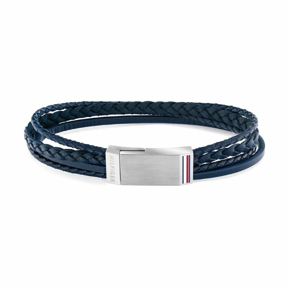 Tommy Hilfiger armbånd til mænd - blå læder, 20 cm