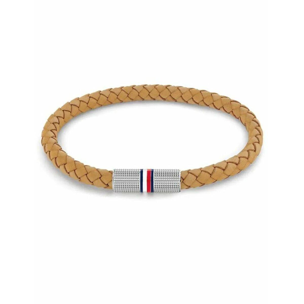 Tommy Hilfiger armbånd til mænd - flettet læder, brun, 19 cm