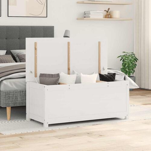 Opbevaringskasse 110x50x45,5 cm massivt fyrretræ hvid