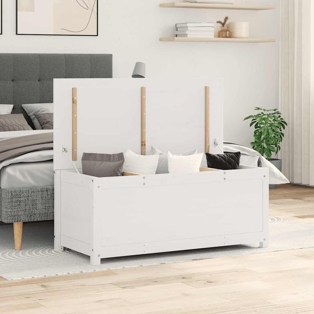 Opbevaringskasse 110x50x45,5 cm massivt fyrretræ hvid