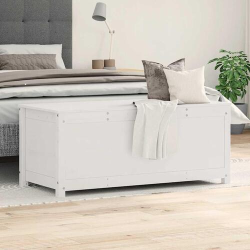 Opbevaringskasse 110x50x45,5 cm massivt fyrretræ hvid