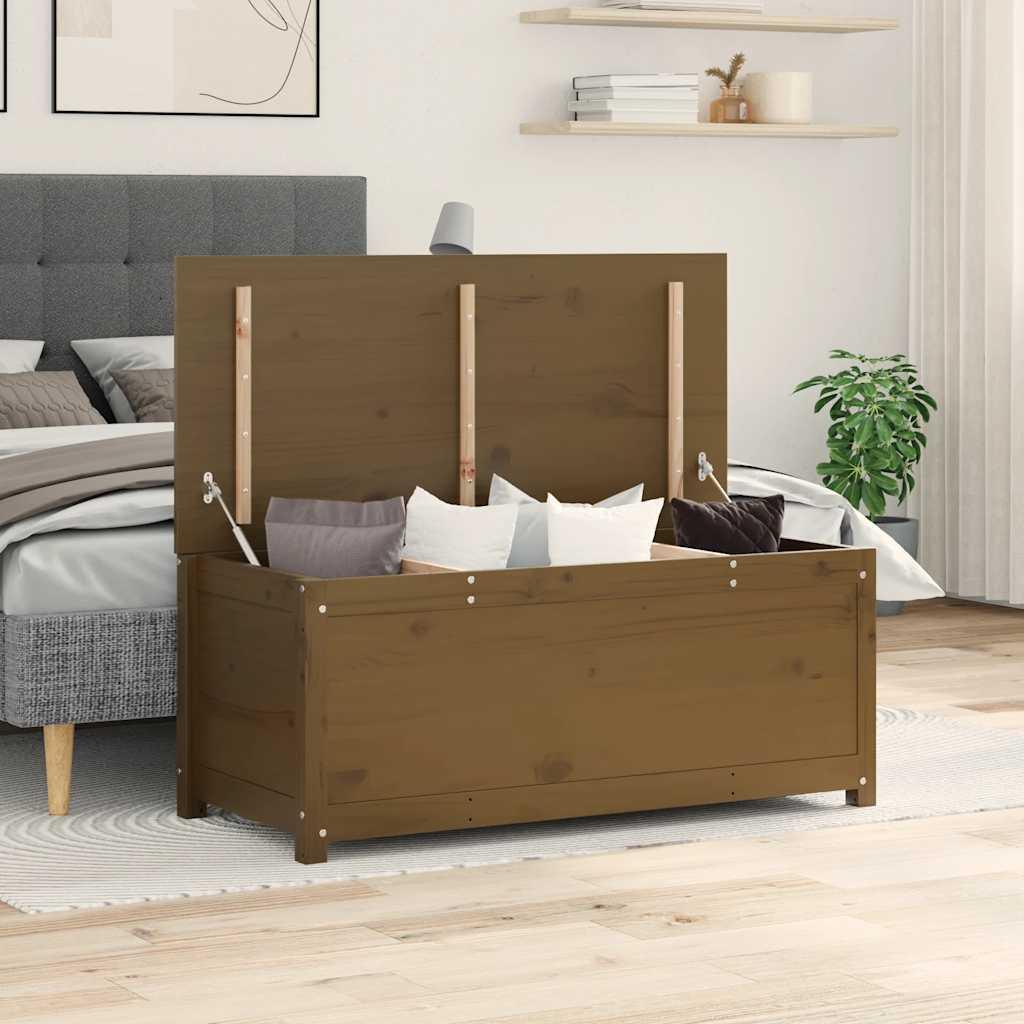 Opbevaringskasse 110x50x45,5 cm massivt fyrretræ gyldenbrun