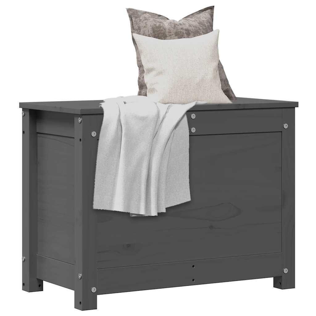 Opbevaringskasse 60x32x45,5 cm massivt fyrretræ grå