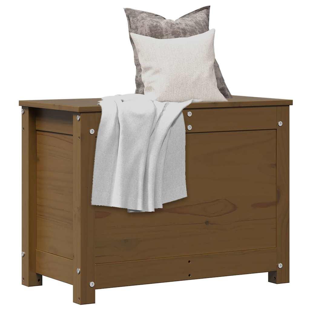 Opbevaringskasse 60x32x45,5 cm massivt fyrretræ gyldenbrun