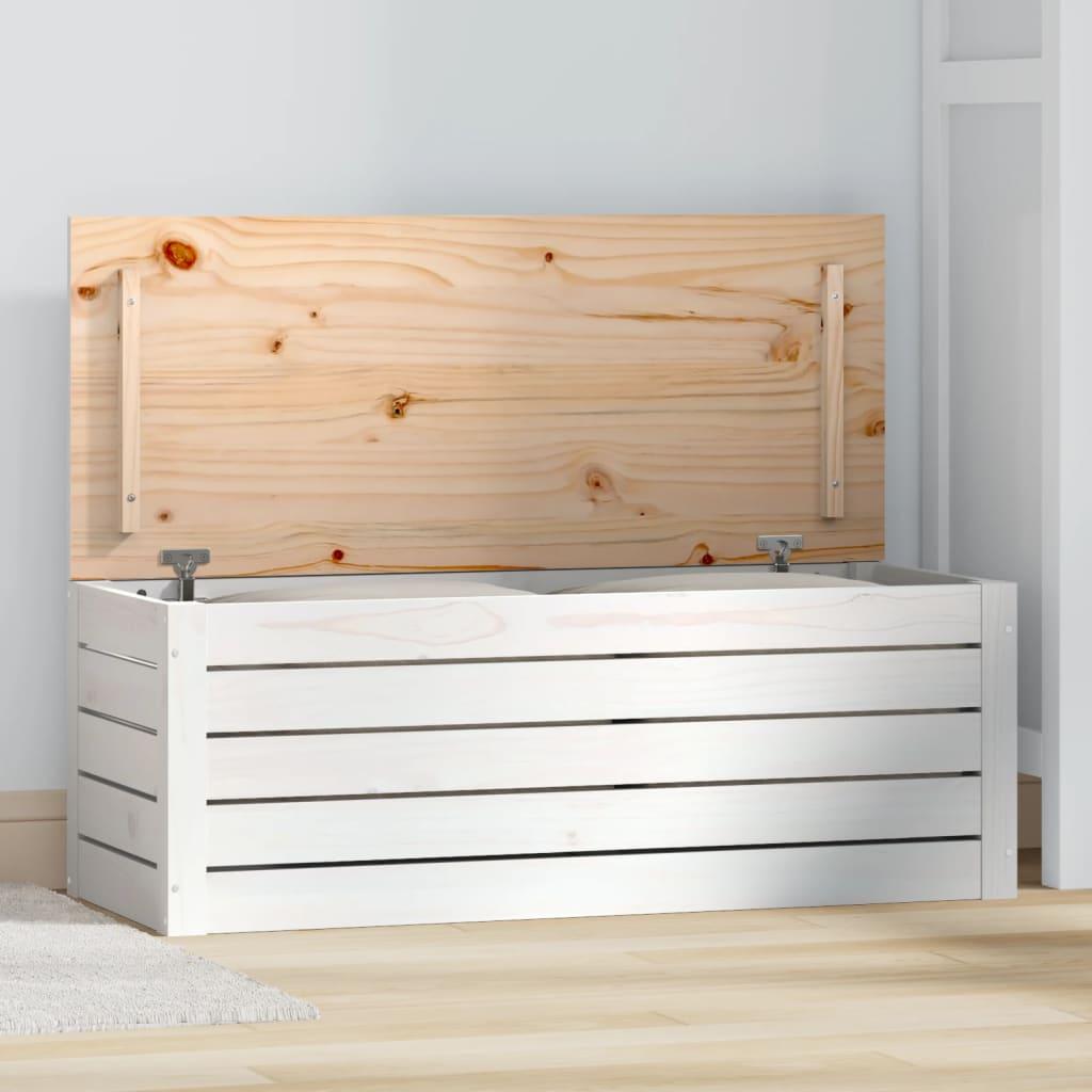 Opbevaringskasse 89x36,5x33 cm massivt fyrretræ hvid