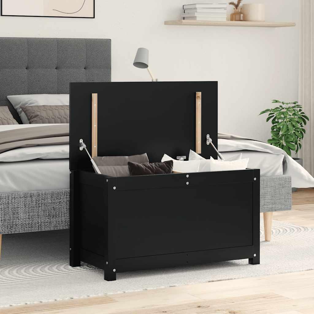 Opbevaringskasse 80x40x45,5 cm massivt fyrretræ sort