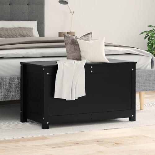 Opbevaringskasse 80x40x45,5 cm massivt fyrretræ sort