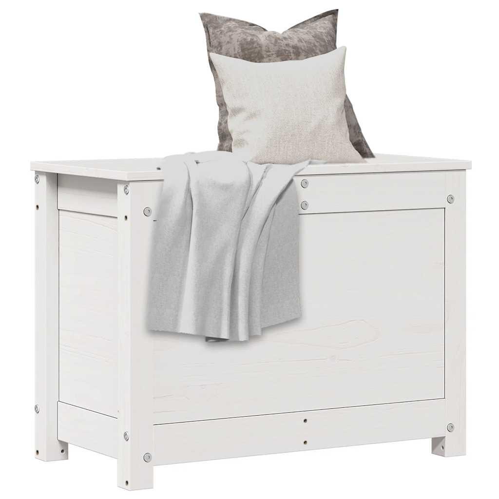 Opbevaringskasse 60x32x45,5 cm massivt fyrretræ hvid