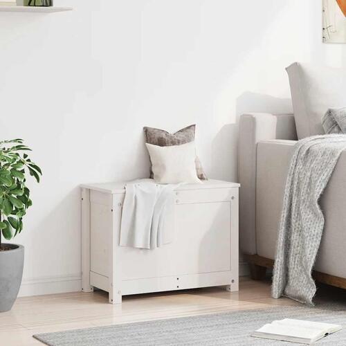 Opbevaringskasse 60x32x45,5 cm massivt fyrretræ hvid