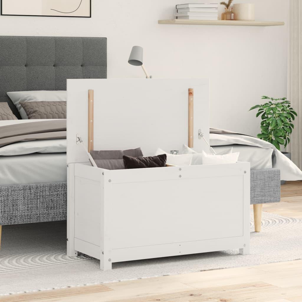 Opbevaringskasse 80x40x45,5 cm massivt fyrretræ hvid