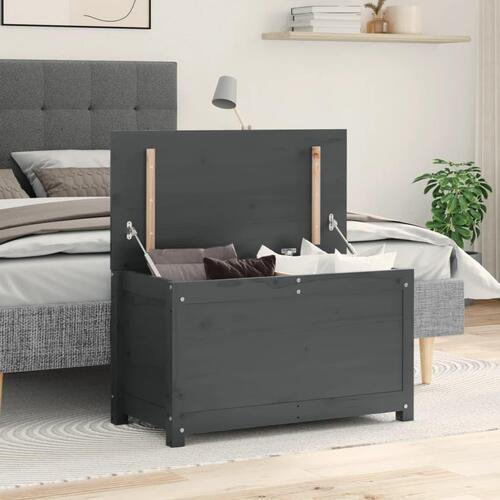 Opbevaringskasse 80x40x45,5 cm massivt fyrretræ grå