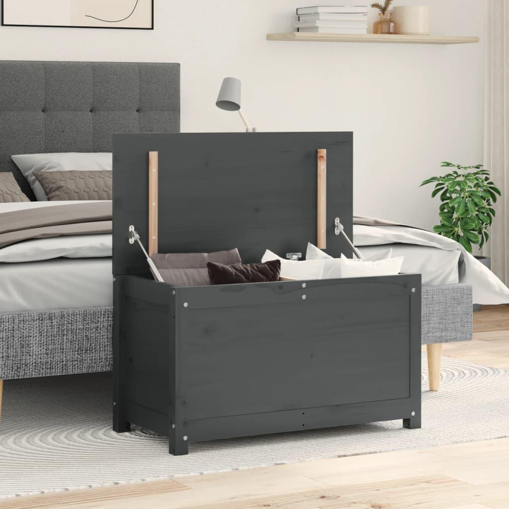 Opbevaringskasse 80x40x45,5 cm massivt fyrretræ grå