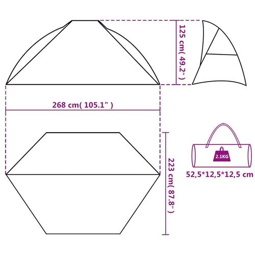 Strandtelt 268x223x125 cm 185T polyester grå