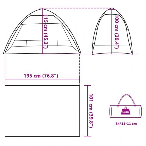 2-personers strandtelt vandafvisende quick-release azurblå