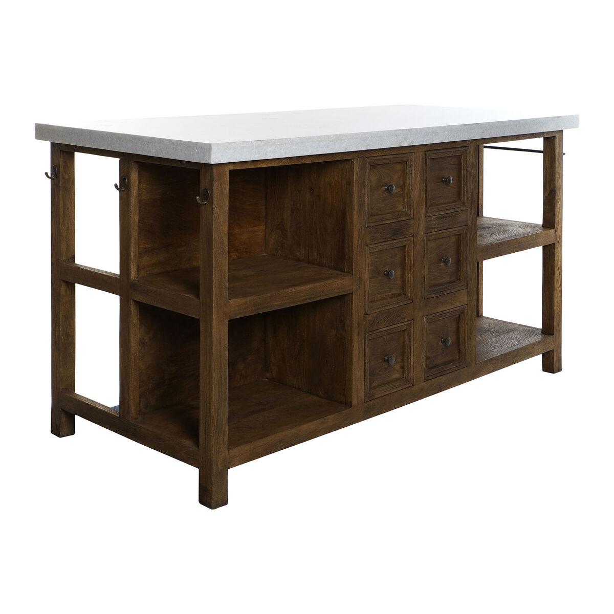 Køkkenø i træ med marmortop - Hvid/Brun 168 × 76 × 92 cm