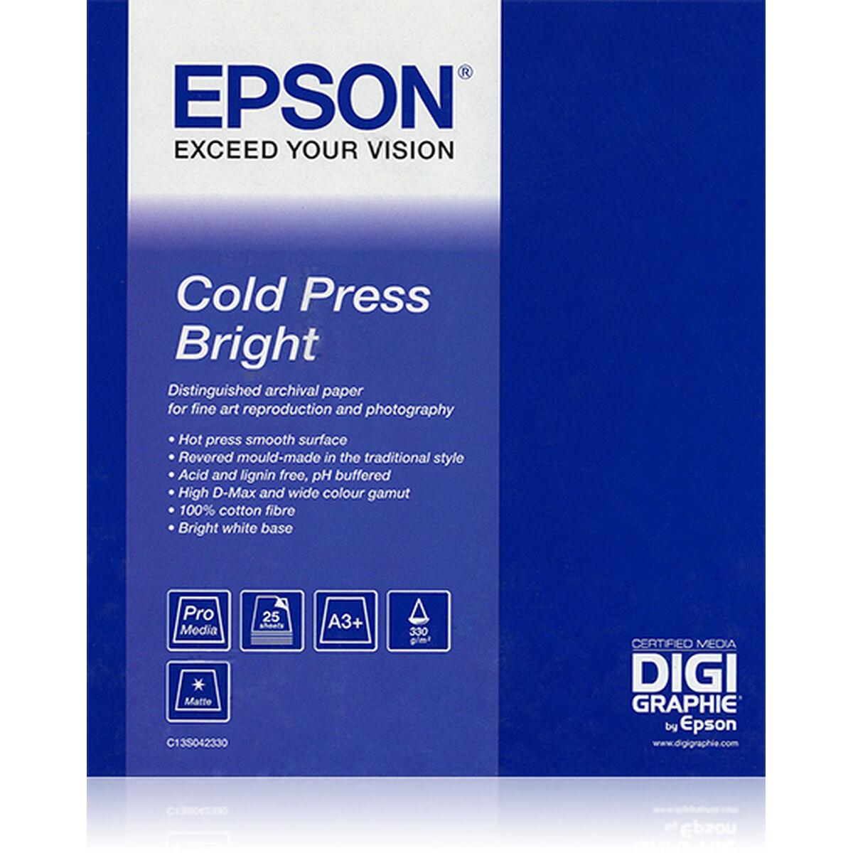 Epson Cold Press Bright akvarelpapir - mat, hvid