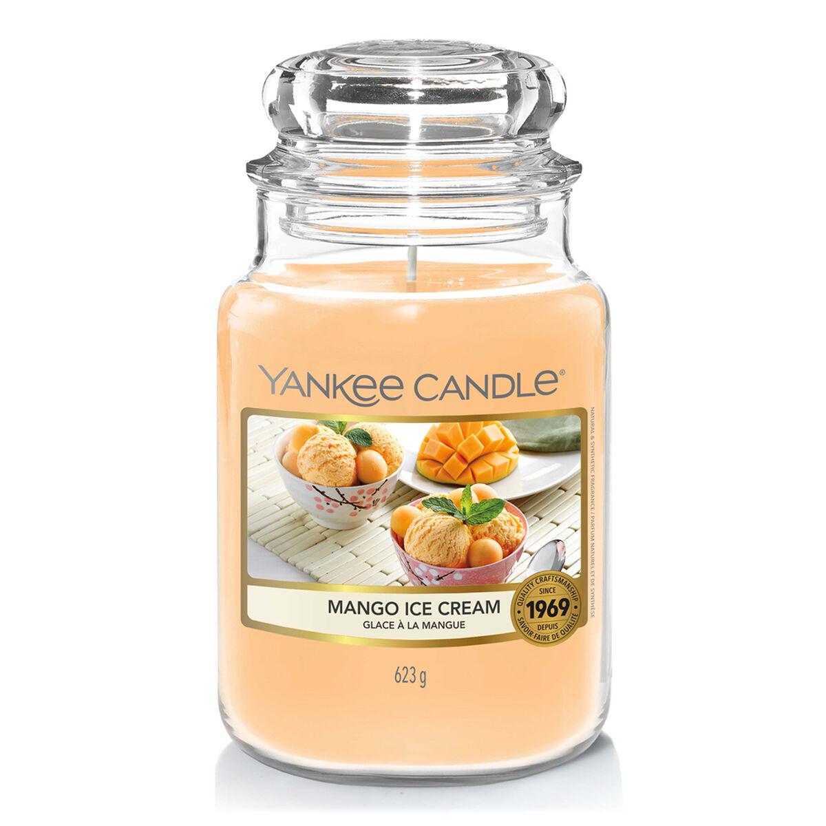 Yankee Candle duftlys - Mango Ice Cream, stor glasbeholder (orange)