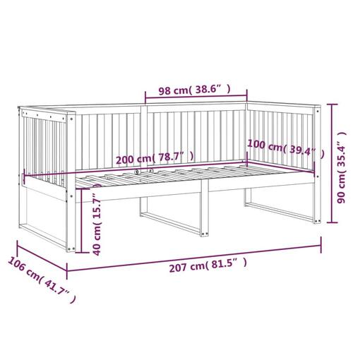 Daybed med reol uden madras 100x200 cm massivt fyrretræ