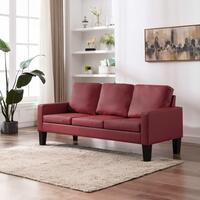 3-personers sofa kunstlæder vinrød