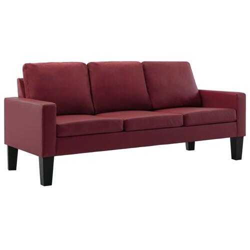 3-personers sofa kunstlæder vinrød