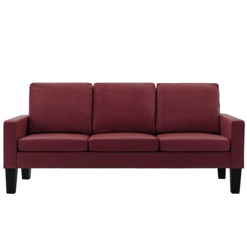 3-personers sofa kunstlæder vinrød