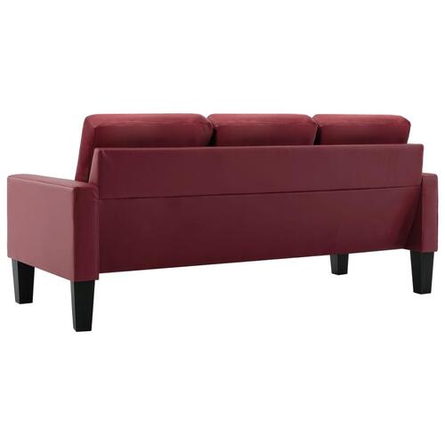 3-personers sofa kunstlæder vinrød
