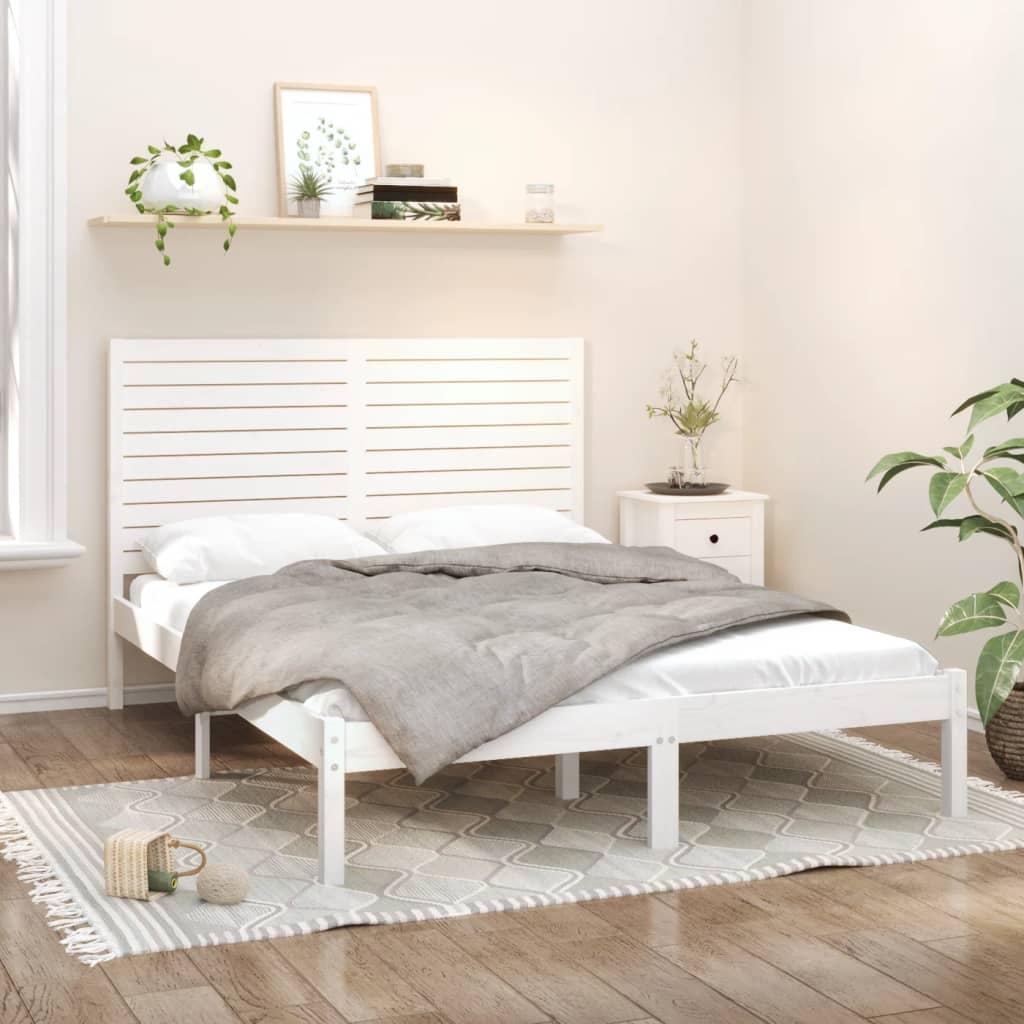 Sengeramme 140x200 cm massivt træ hvid