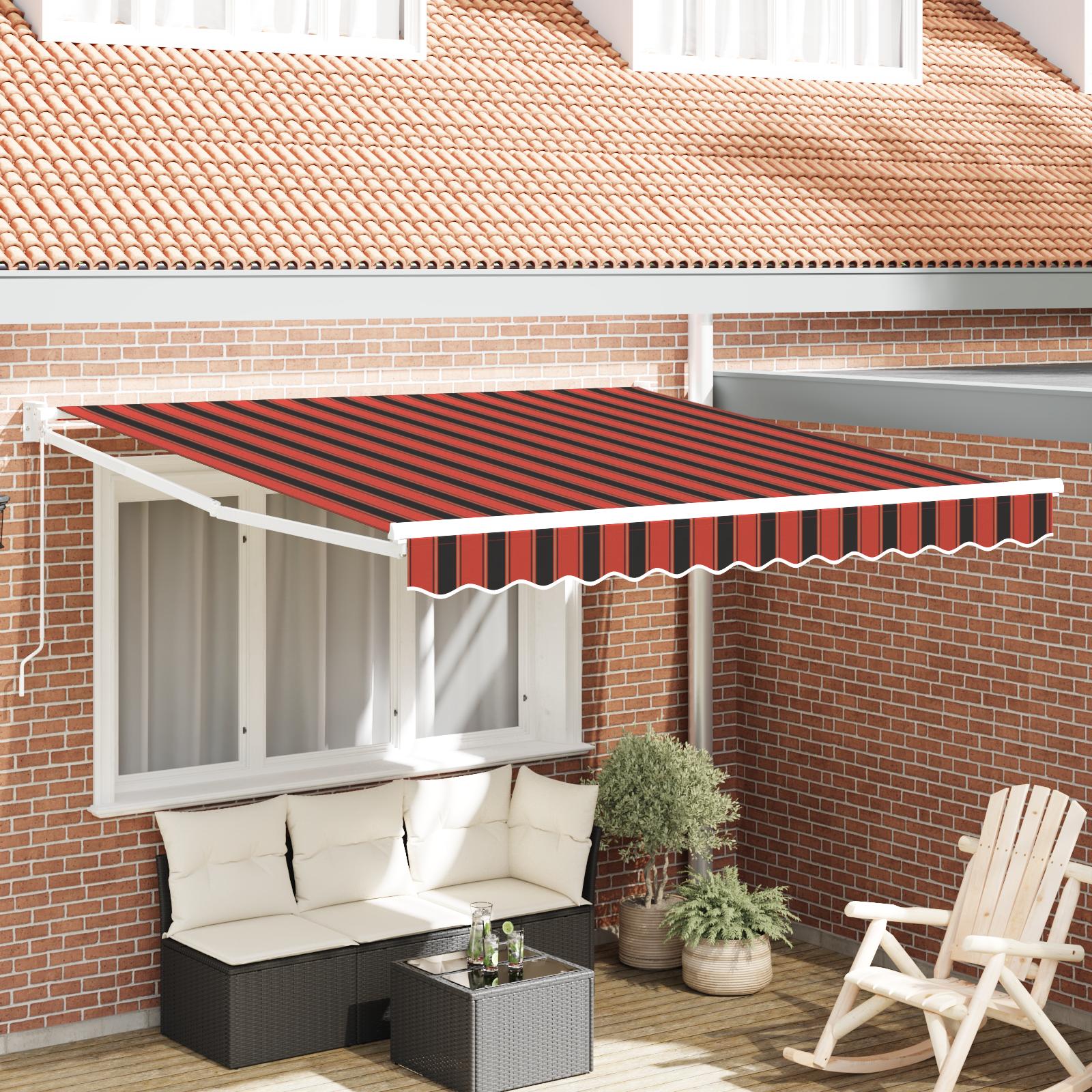 Markise Stribet orange og brun 3,5 x 2,5 m Polyester og metal billede