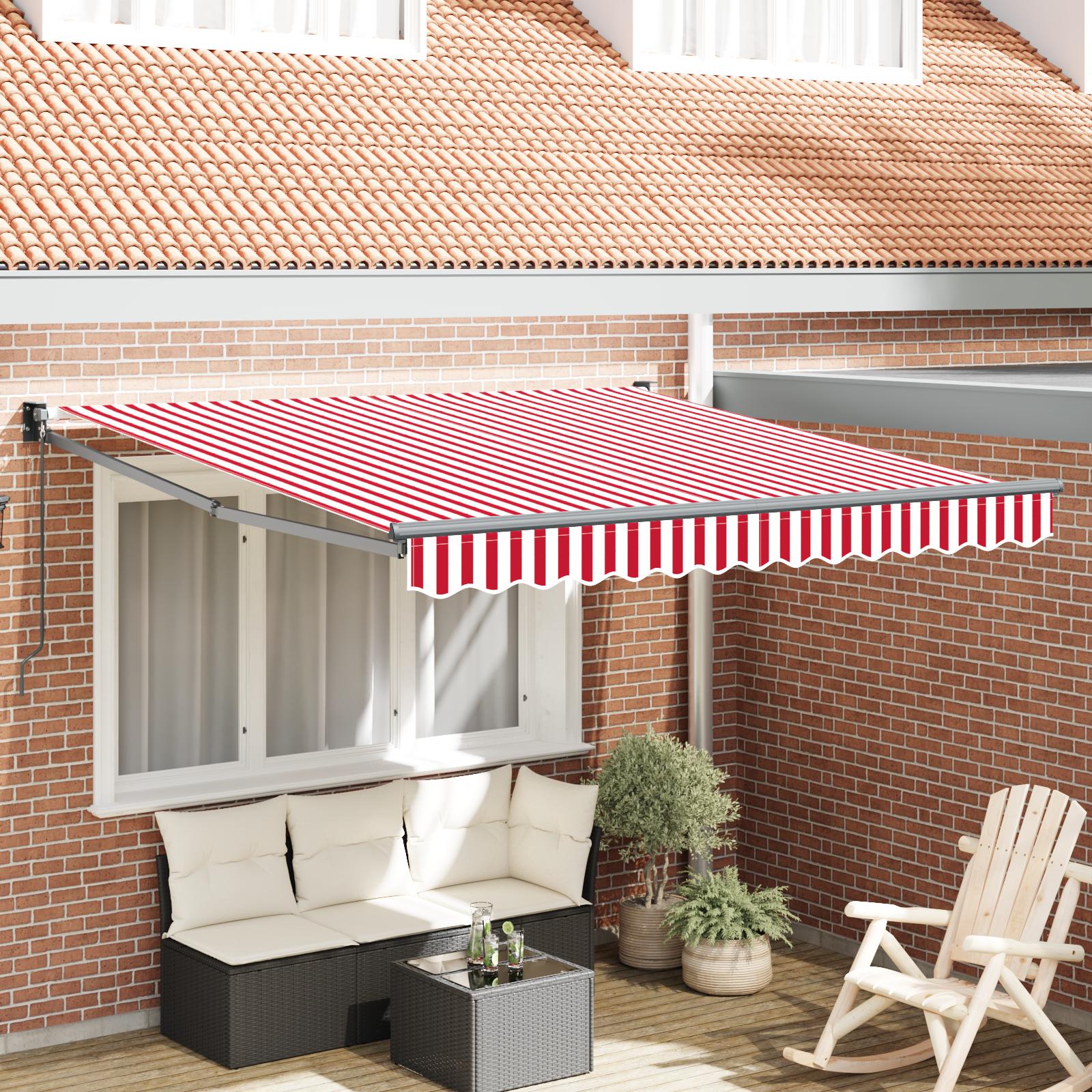 Utrækkelig Markise Rød og hvid 350 x 250 cm Stof billede