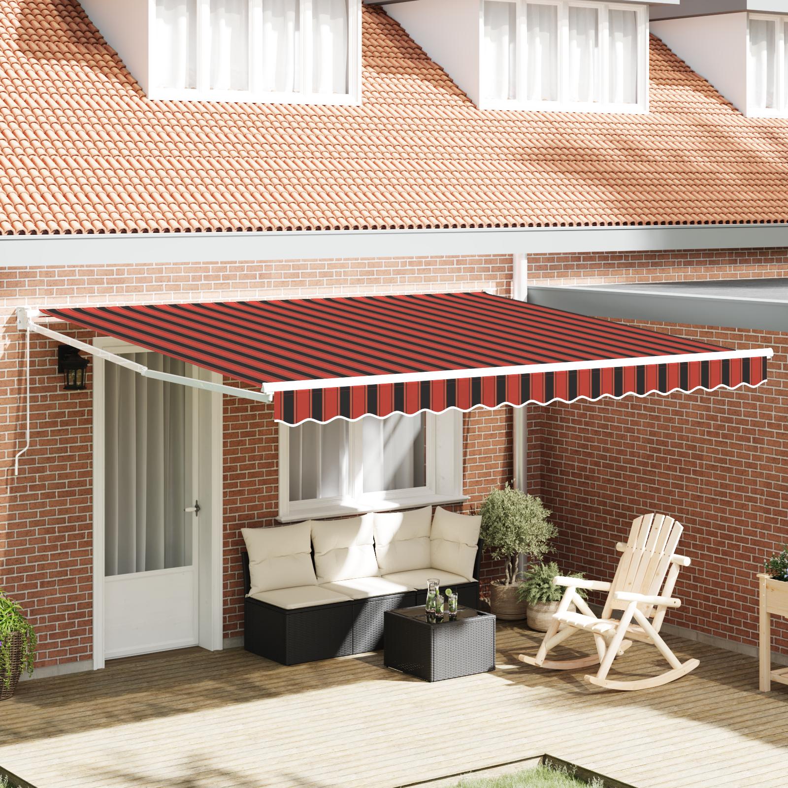 Utrækkelig Markise orange og brun 400 × 300 cm Polyester billede