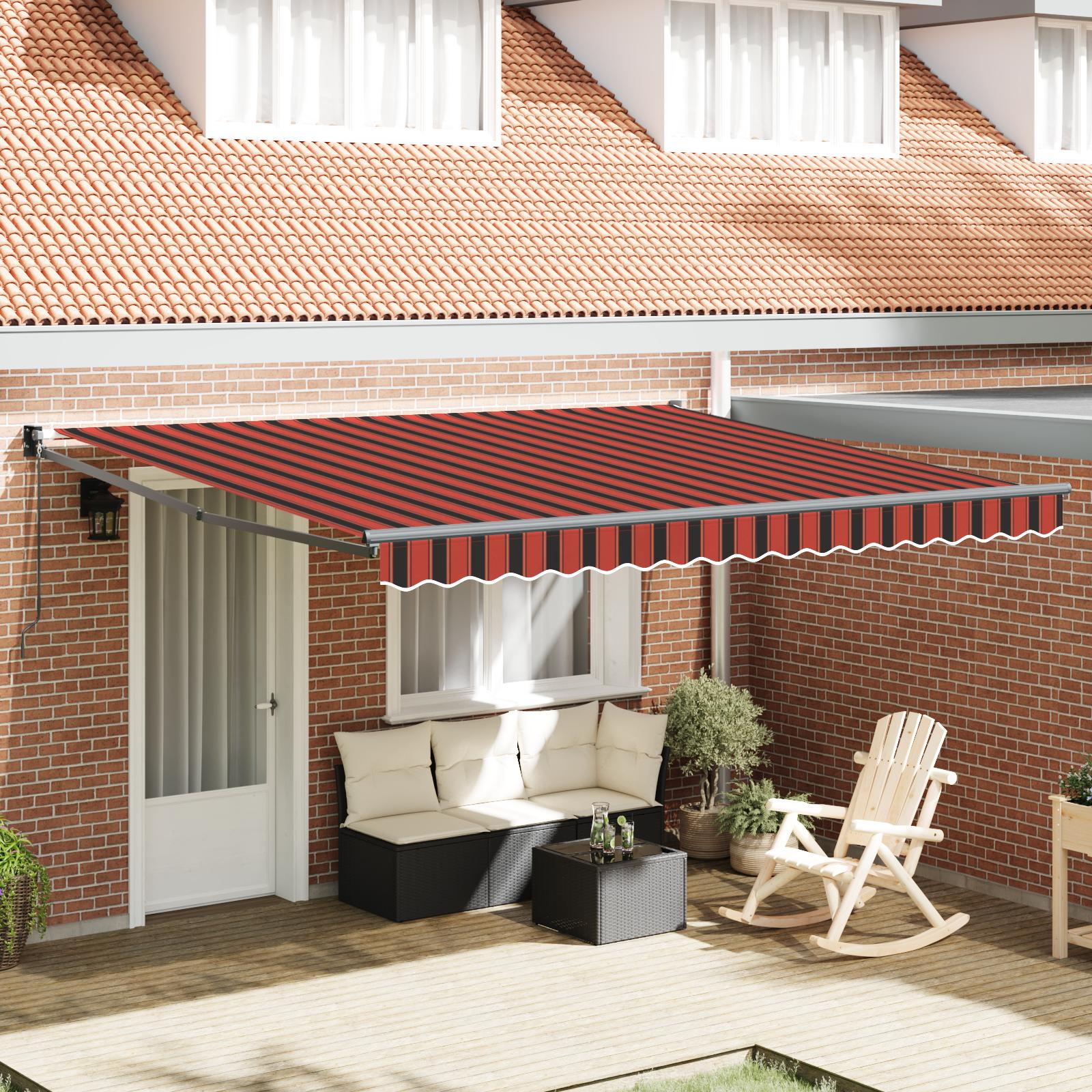 Utrækkelig Markise orange og brun 400 × 300 cm Polyester billede
