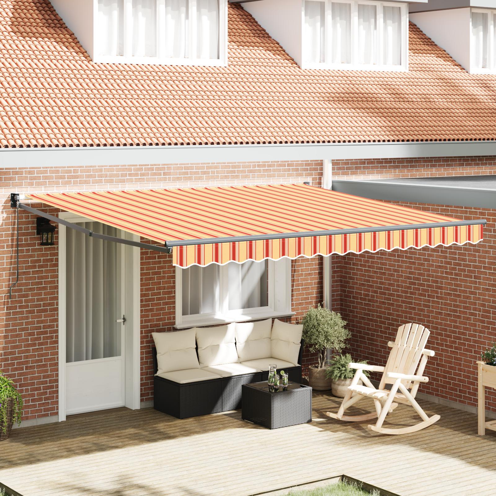 Utrækkelig Markise gul og orange 400 × 300 cm Polyester billede
